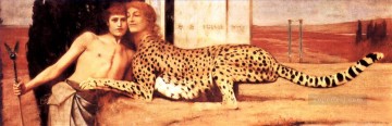 Leopard Frau Ölgemälde